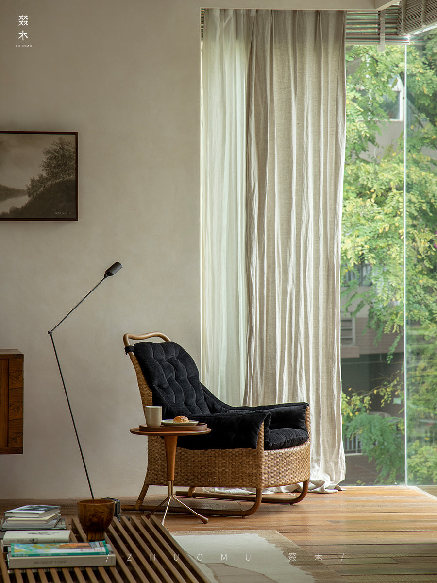 rattan lounge chair, rattan armchair, handwoven rattan furniture, natural rattan chair, relaxing chair, bohemian interior design, handcrafted rattan seating