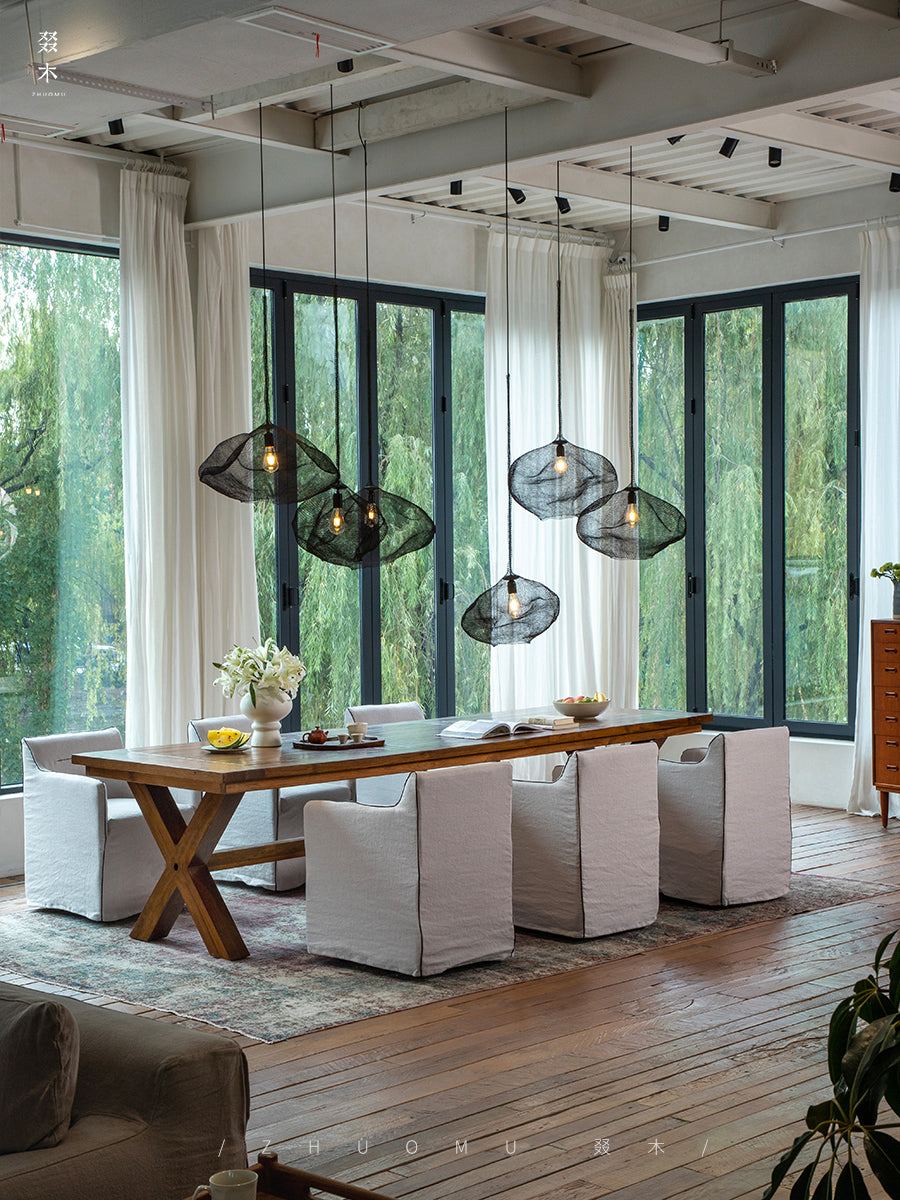 kaze dining table, solid teak table, large wood table, wabi sabi furniture, handcrafted wooden dining table, japanese minimalist table, piexlculpt studio, long teak table, zen furniture, natural wood conference table