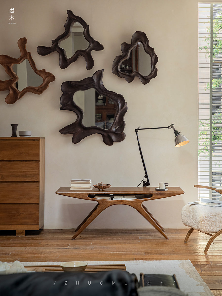 smile coffee table, mid century coffee table, solid wood table, handcrafted furniture, piexlculpt studio, organic form table, wooden coffee table, sculptural design furniture, wabi sabi furniture, minimalist wood furniture