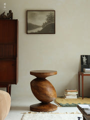 spira side table, sculptural wood table, solid wood end table, organic furniture, handcrafted furniture, piexlculpt studio, wabi sabi furniture, wooden accent table, natural wood sculpture table, designer side table