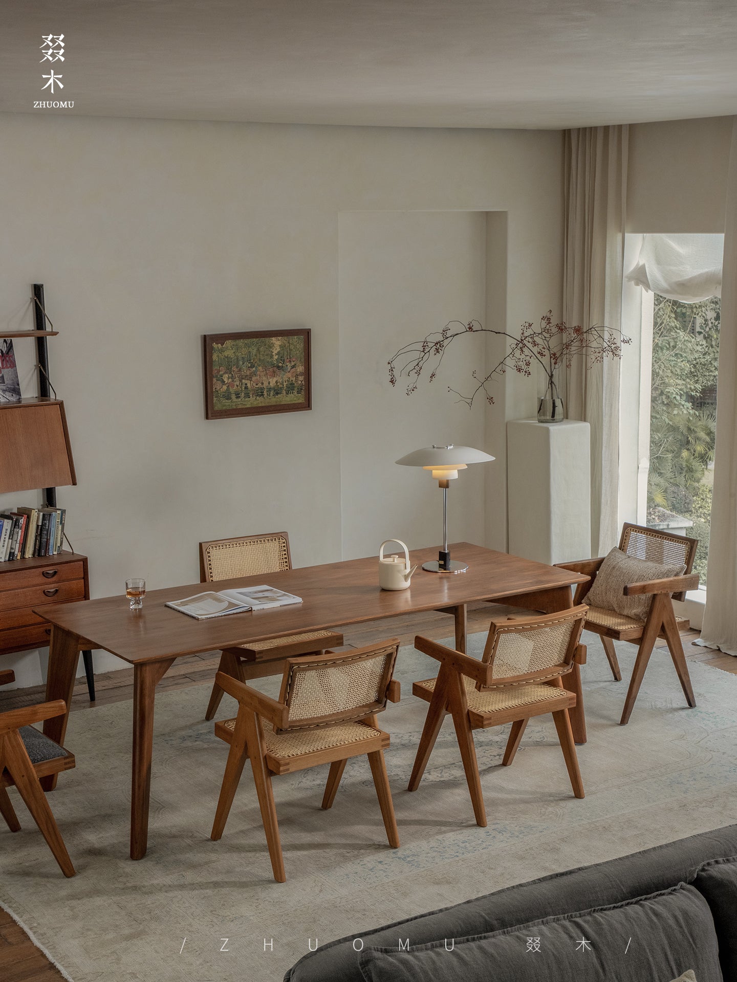 aru dining table, solid teak dining table, minimalist wood table, japanese wabi sabi furniture, handcrafted wooden table, piexlculpt studio, zen furniture, teak rectangular table, wooden work desk, modern wabi sabi decor