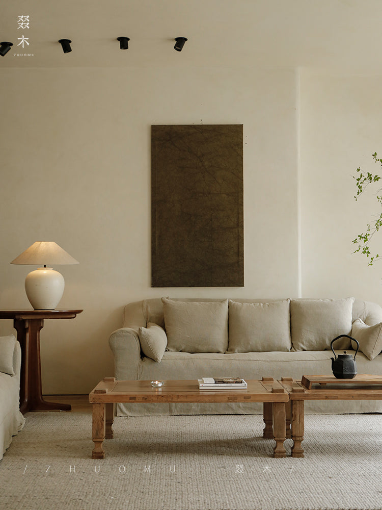 sora coffee table, reclaimed wood furniture, square coffee table, wabi sabi wood table, japanese minimalist decor, rustic low table, handcrafted wooden table, piexlculpt studio, zen furniture, natural oak finish