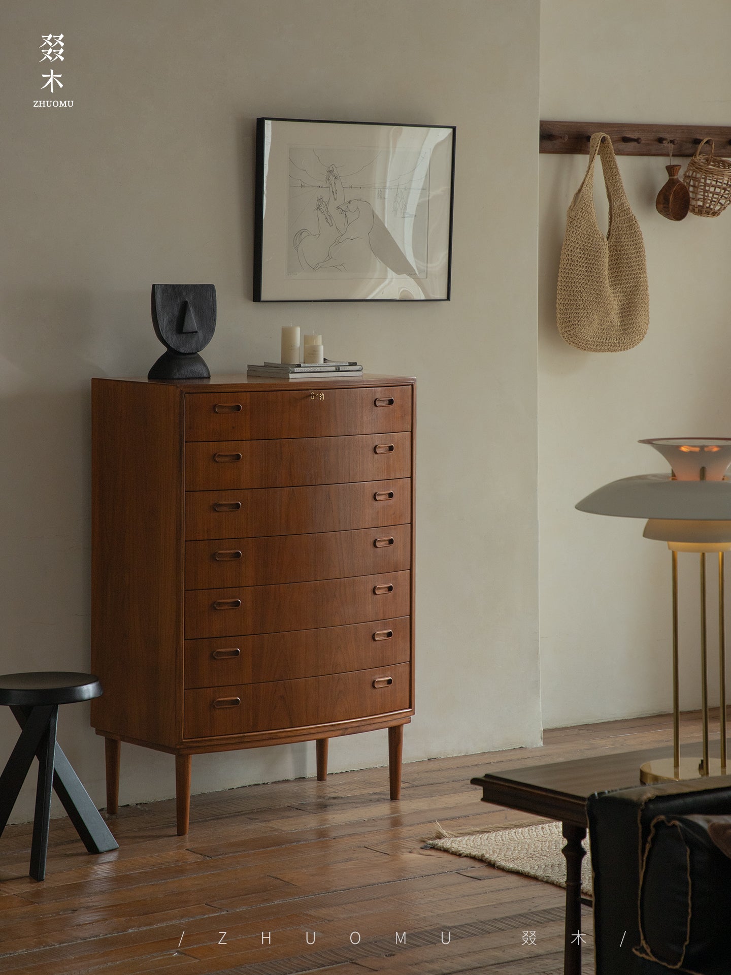 teak dresser, seven drawer chest, mid century furniture, solid teak cabinet, teak chest of drawers, danish modern storage, teak tall dresser, handcrafted wood furniture, piexl sculpt studio