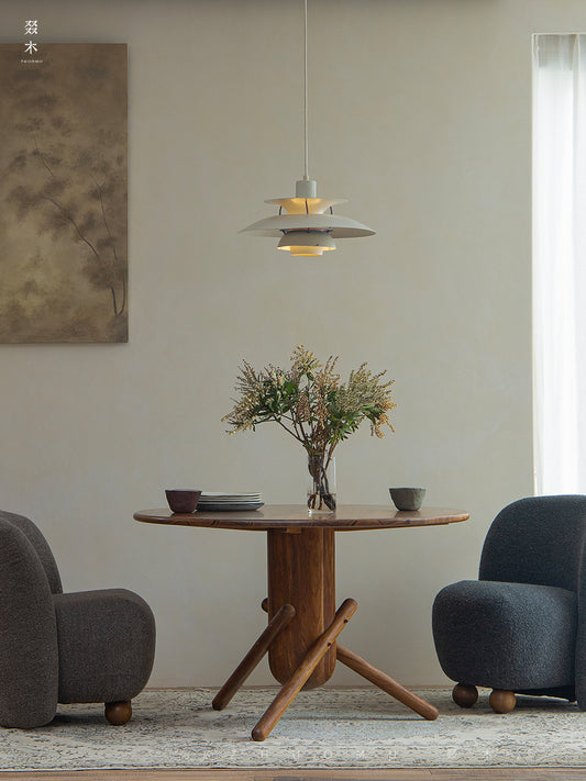 jester round dining table, sculptural dining table, solid wood table, wabi sabi furniture, piexlculpt studio, japanese minimalist furniture, mid century modern table, small space dining, handcrafted wood table, round wooden dining table