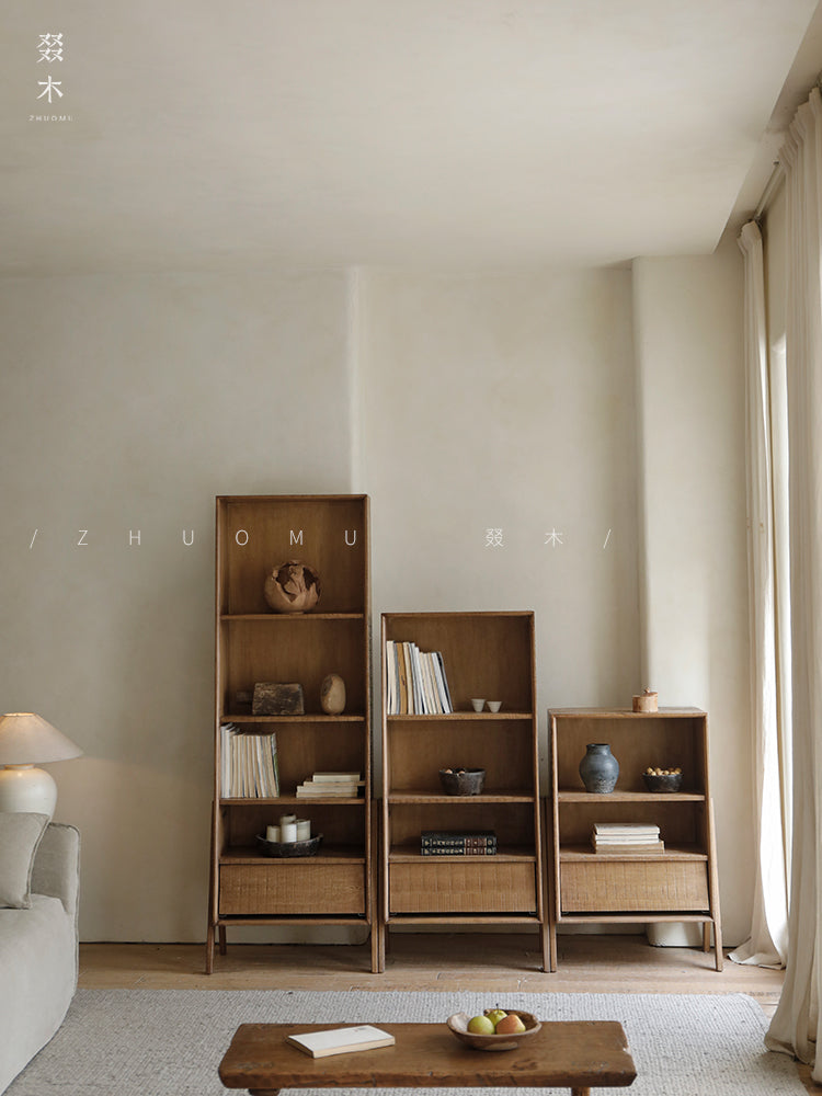 modular wood cabinet, japanese wabi sabi furniture, reclaimed wood shelf, solid wood storage cabinet, nordic minimalist furniture, handcrafted display shelf, sustainable wood furniture, slow living decor