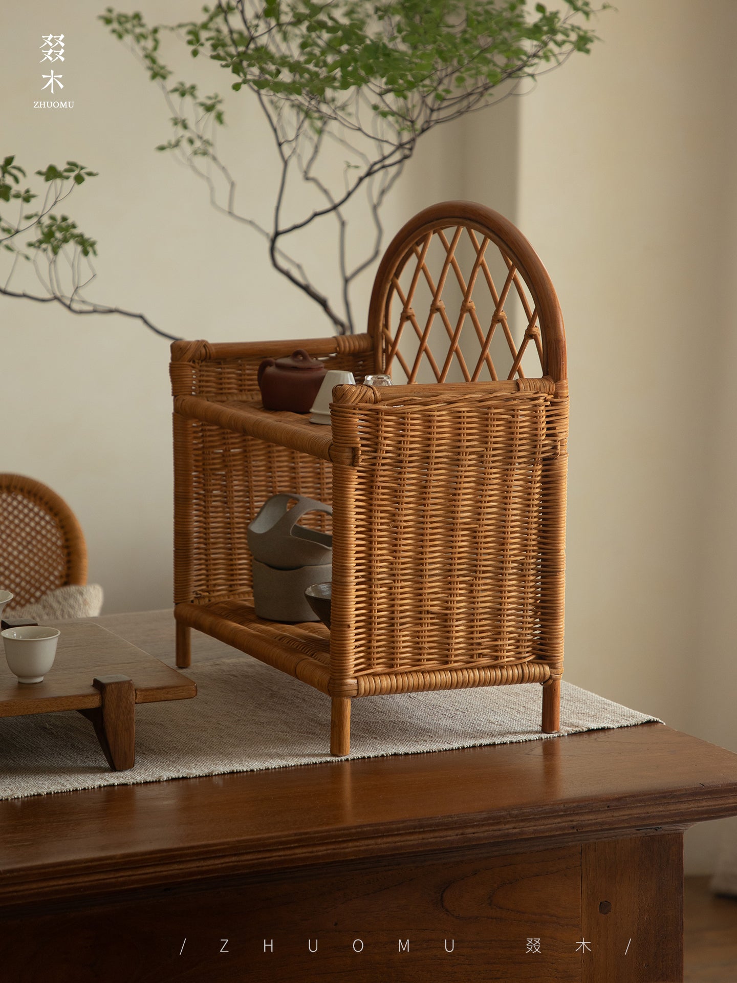 rattan shelf, rattan storage rack, handwoven rattan organizer, bamboo shelf, natural rattan furniture, double layer rack, vintage rattan decor, handcrafted rattan shelf, boho home organizer, artisan rattan storage