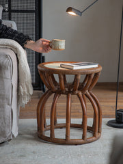 rattan side table, rattan accent table, rattan end table, handwoven rattan furniture, tropical style table, bohemian furniture, small rattan table, wicker round table