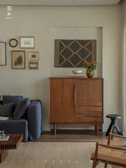 mid century tall cabinet, teak storage cabinet, danish modern furniture, solid teak credenza, handcrafted wood furniture, mcm storage unit, vertical teak cabinet, minimalist wood cabinet, solid wood furniture