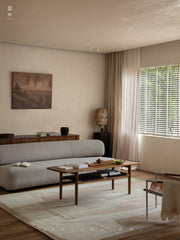 noa coffee table, rattan wood table, solid wood furniture, wabi sabi coffee table, japanese scandinavian furniture, handcrafted wooden table, piexlculpt studio, natural oak coffee table, zen interior decor