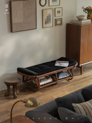 rattan daybed, rattan bench, handwoven rattan furniture, bamboo bench, natural rattan decor, rattan bedroom furniture, artisan rattan furniture, boho rattan bench, handcrafted rattan seating