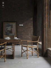 rattan dining chair, rattan armchair, tropical bistro chair, handwoven rattan furniture, natural rattan dining chair, bohemian furniture, rattan patio chair, tropical style chair