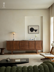 mid century teak sideboard, sliding door cabinet, danish modern credenza, handcrafted teak furniture, solid wood buffet, mcm furniture, minimalist teak console, vintage teak cabinet, artisan wood furniture