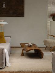 yugen coffee table, natural wood coffee table, live edge table, wabi sabi furniture, handcrafted organic wood furniture, piexlculpt studio, japanese minimalist decor, solid wood tea table, unique wood sculpture, zen living furniture