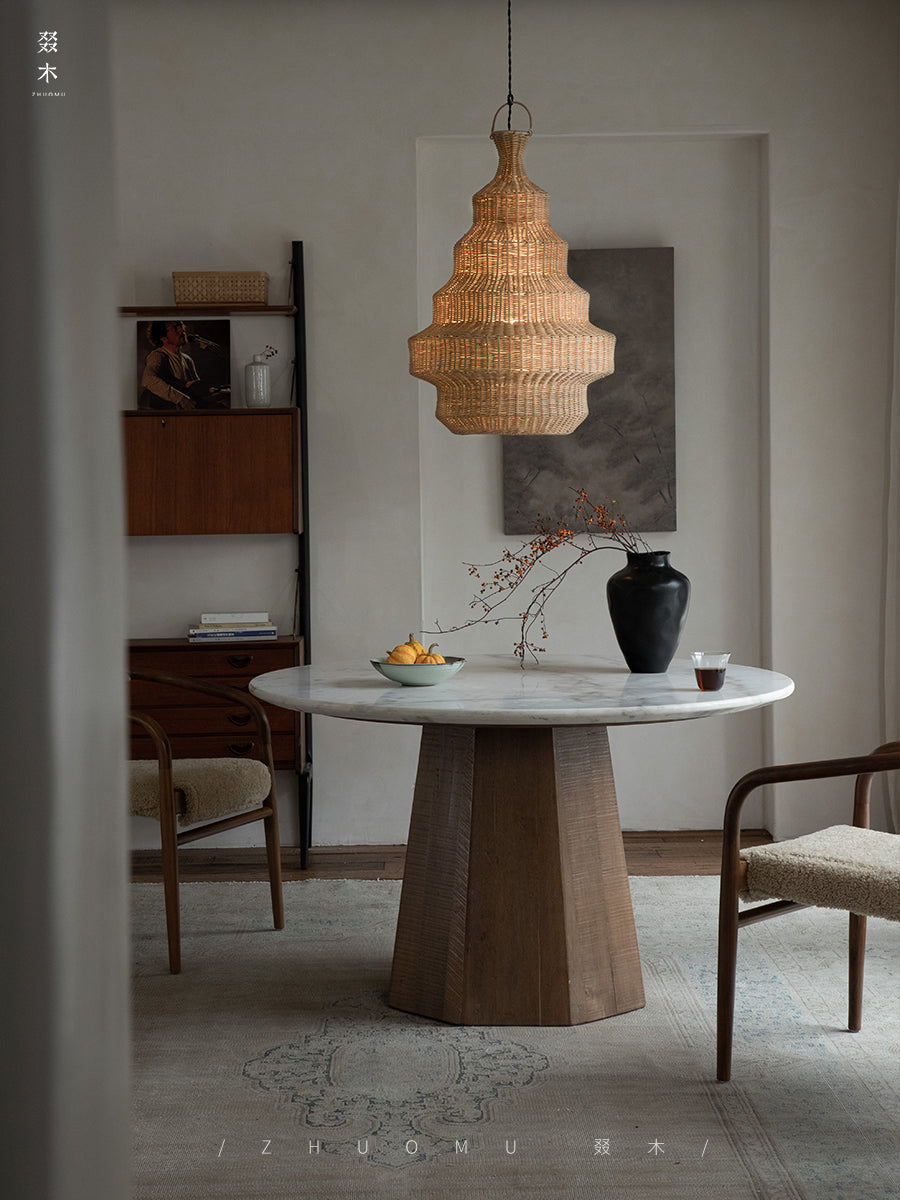 rattan floor lamp, handwoven rattan light, sculptural rattan lamp, pagoda floor lamp, bamboo lighting, natural rattan decor, artisan rattan lamp, southeast asian furniture, wabi-sabi lamp