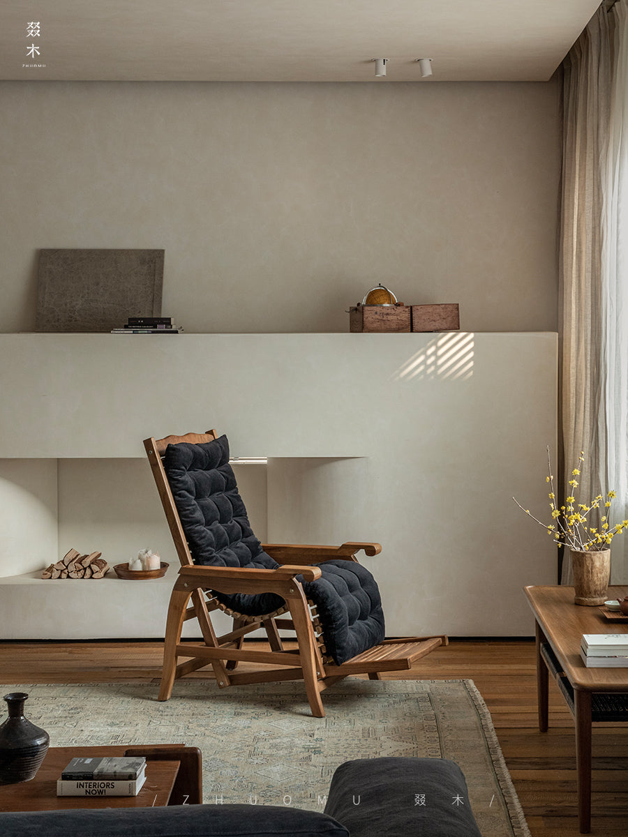 solana lounge chair, teak recliner, wabi sabi furniture, japanese minimalist chair, solid wood lounge chair, handcrafted teak chair, piexlculpt studio, modern tropical furniture, indoor outdoor chair, sustainable wood design