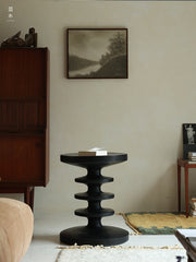 spira side table, sculptural wood table, solid wood end table, organic furniture, handcrafted furniture, piexlculpt studio, wabi sabi furniture, wooden accent table, natural wood sculpture table, designer side table