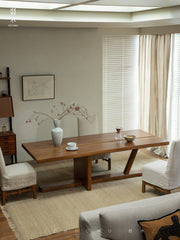 axis table, sculptural desk, solid wood desk, wood work table, modern minimalist furniture, handcrafted furniture, piexlculpt studio, wooden display table, long wooden table, wabi sabi furniture