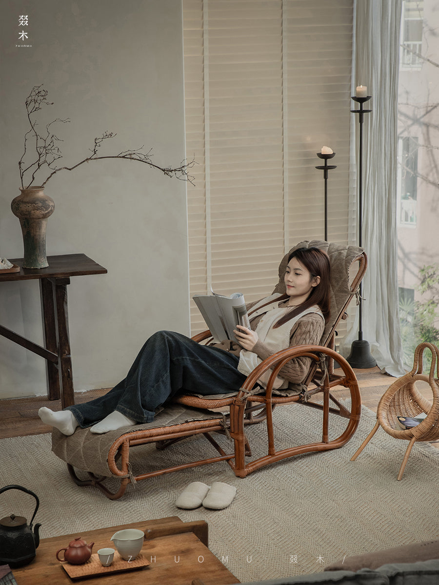 rattan recliner, rattan lounge chair, handwoven rattan furniture, vintage rattan chair, bamboo recliner, natural rattan seat, handcrafted rattan lounger, boho rattan furniture, southeast asian furniture