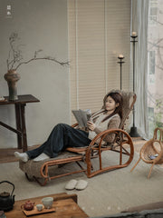 rattan recliner, rattan lounge chair, handwoven rattan furniture, vintage rattan chair, bamboo recliner, natural rattan seat, handcrafted rattan lounger, boho rattan furniture, southeast asian furniture