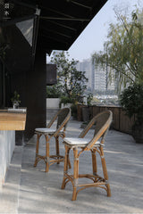 rattan bar chair, rattan high stool, rattan counter chair, natural rattan bar stool, handwoven rattan furniture, tropical bar chair, rattan island stool, bohemian bar stool, wicker high chair