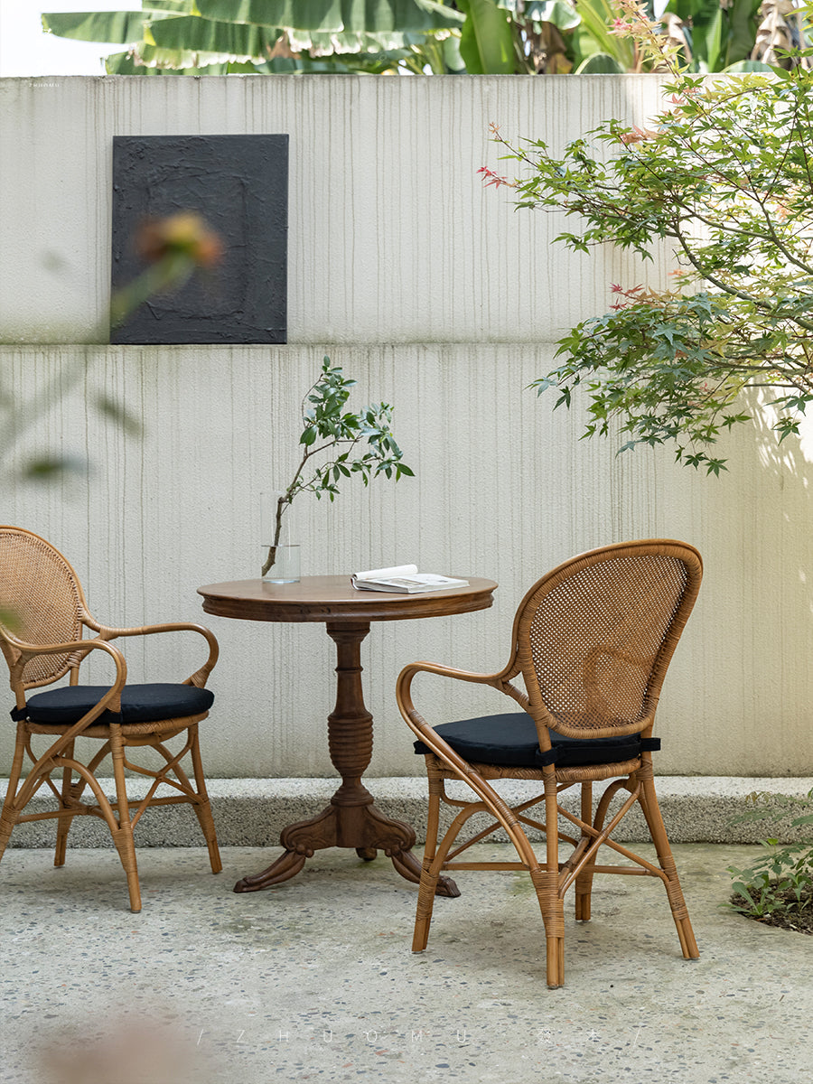 rattan armchair, banana fiber chair, rattan dining chair, handwoven rattan furniture, french café chair, natural rattan seat, bohemian dining furniture, tropical rattan armchair