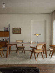 aru dining table, solid teak dining table, minimalist wood table, japanese wabi sabi furniture, handcrafted wooden table, piexlculpt studio, zen furniture, teak rectangular table, wooden work desk, modern wabi sabi decor