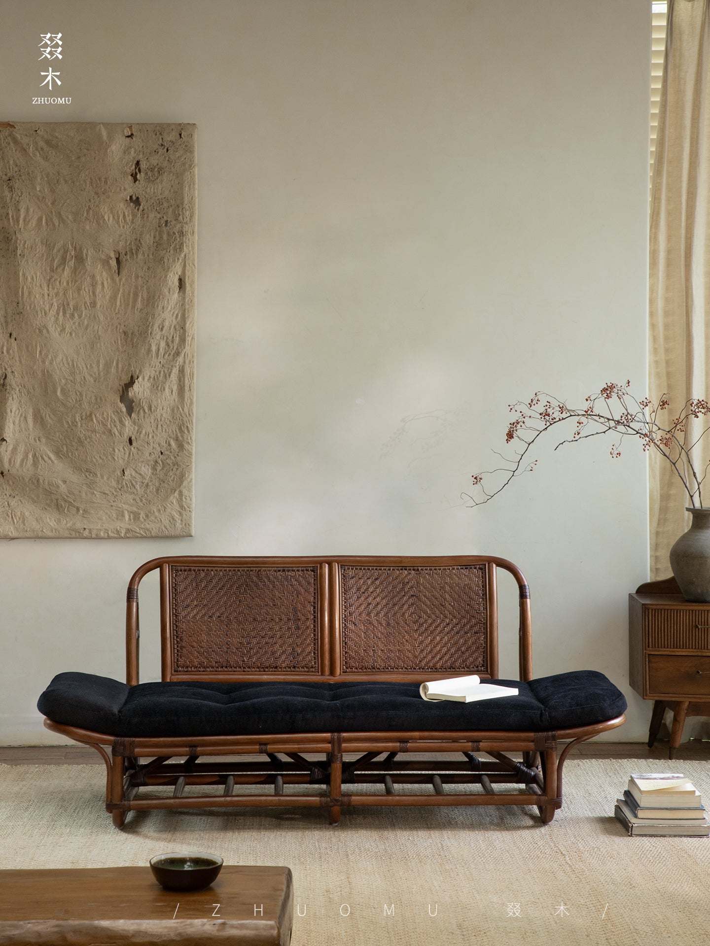 rattan loveseat, rattan sofa, rattan daybed, handwoven rattan furniture, natural rattan couch, double seat sofa, bohemian interior design, handcrafted lounge furniture