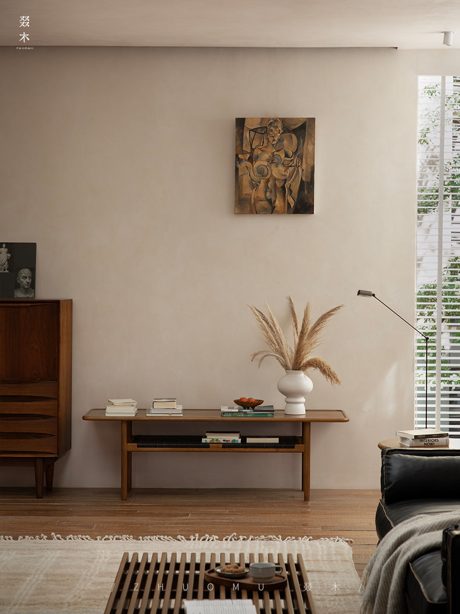 noa coffee table, rattan wood table, solid wood furniture, wabi sabi coffee table, japanese scandinavian furniture, handcrafted wooden table, piexlculpt studio, natural oak coffee table, zen interior decor