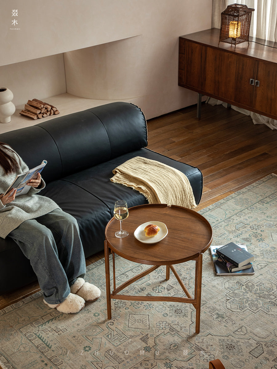 hans tray table, solid wood side table, detachable tea table, nordic style table, handcrafted furniture, piexlculpt studio, minimalist wooden furniture, organic design furniture, solid wood round table