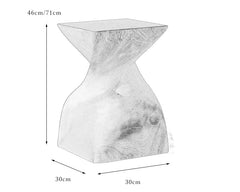 wood pedestal table, solid wood plant stand, sculptural wood side table, twist wooden table, handmade wood decor, rustic accent furniture, modern wood pedestal, artisan carved furniture, natural wood display stand