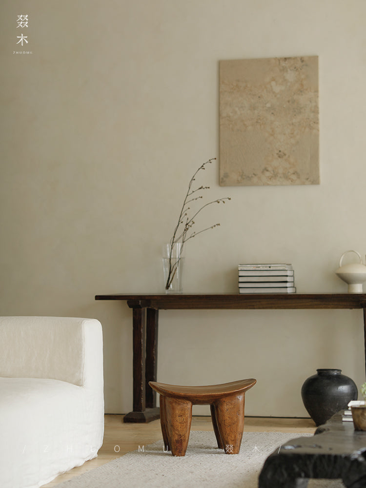 senufo stool, milk stool, african wooden stool, handcarved solid wood stool, wabi sabi furniture, minimalist wood decor, handcrafted accent stool, tribal design furniture, piexlculpt studio, small wood bench