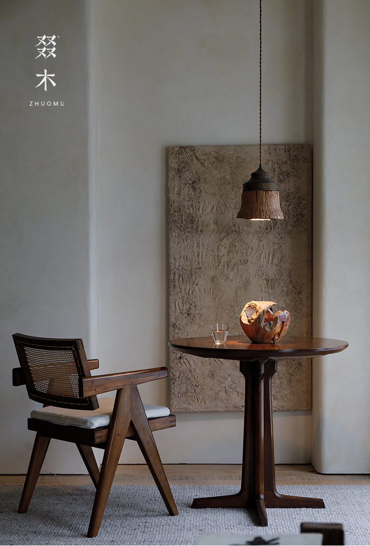 rin dining table, round wood table, japanese minimalist furniture, wabi sabi solid wood table, handcrafted round table, zen furniture, piexlculpt studio, natural walnut table, modern japanese decor, minimalist dining table