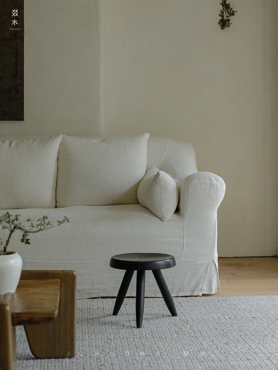 koto stool, round wood stool, japanese minimalist furniture, wabi sabi furniture, solid wood stool, handmade wooden furniture, accent stool, piexlculpt studio, modern wood decor, small wooden stool