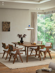 Chandigarh chair, rattan wood furniture, modernist wooden furniture, handwoven armchair, solid wood dining chair, minimalist home decor, mid-century design