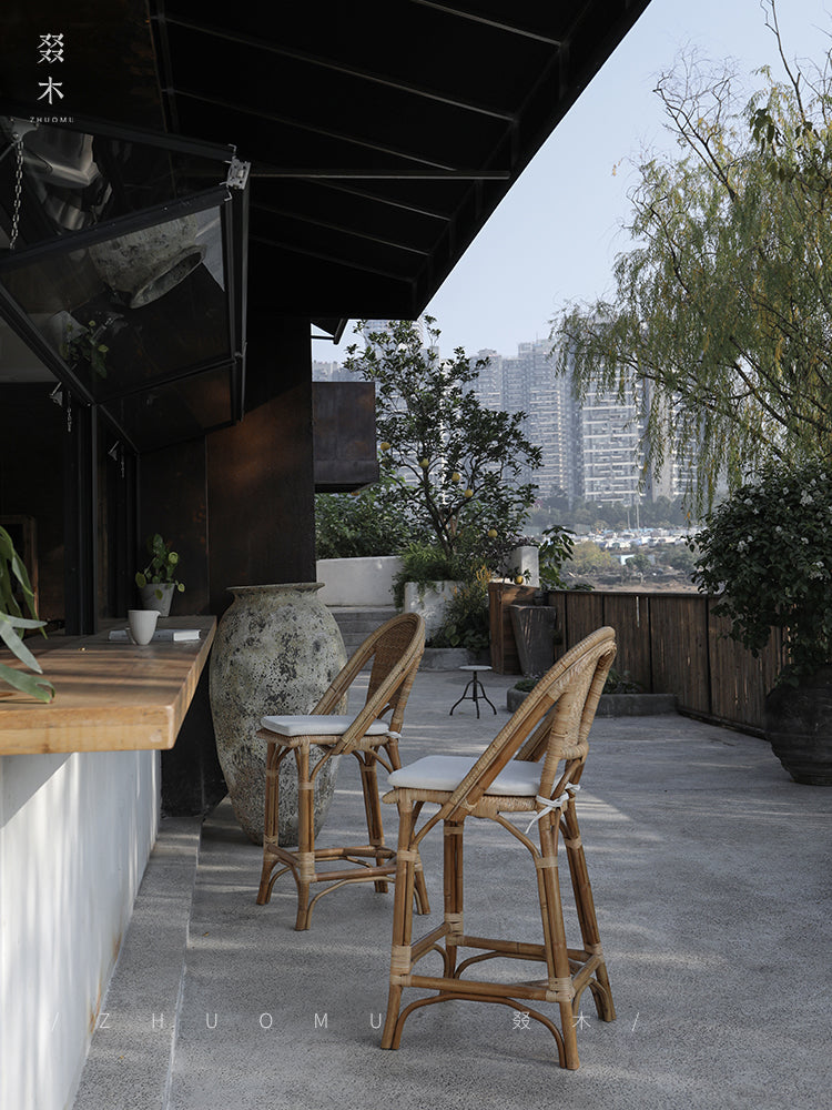 rattan bar chair, rattan high stool, rattan counter chair, natural rattan bar stool, handwoven rattan furniture, tropical bar chair, rattan island stool, bohemian bar stool, wicker high chair