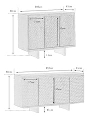 ripple wood cabinet, teak sideboard, solid wood buffet, handcrafted teak furniture, textured wood cabinet, artisan carved sideboard, wabi-sabi furniture, boho wood furniture, japanese scandi teak, handmade wooden buffet