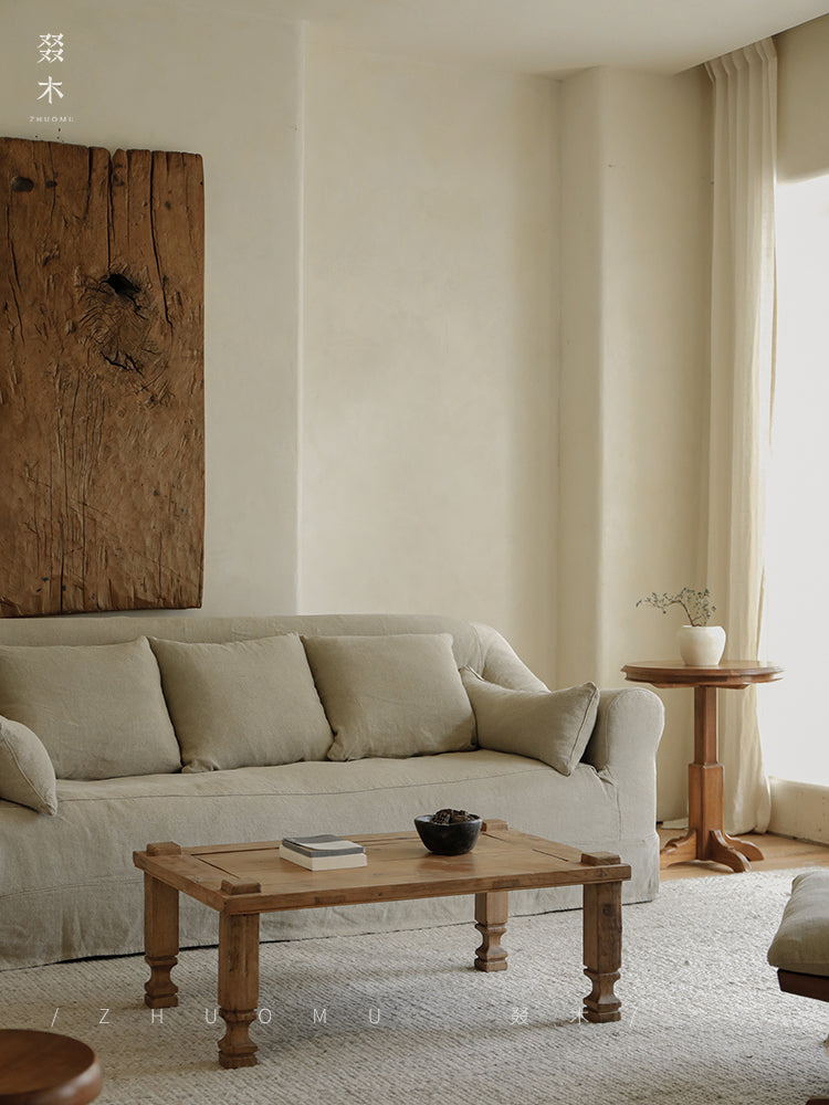 sora coffee table, reclaimed wood furniture, square coffee table, wabi sabi wood table, japanese minimalist decor, rustic low table, handcrafted wooden table, piexlculpt studio, zen furniture, natural oak finish