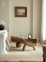 yugen coffee table, natural wood coffee table, live edge table, wabi sabi furniture, handcrafted organic wood furniture, piexlculpt studio, japanese minimalist decor, solid wood tea table, unique wood sculpture, zen living furniture