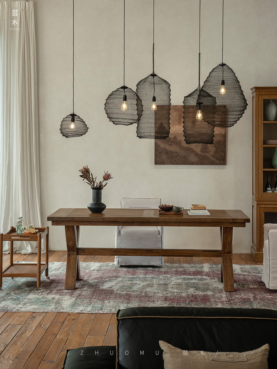 kaze dining table, solid teak table, large wood table, wabi sabi furniture, handcrafted wooden dining table, japanese minimalist table, piexlculpt studio, long teak table, zen furniture, natural wood conference table