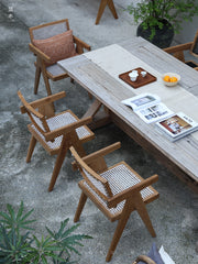 Chandigarh chair, rattan wood furniture, modernist wooden furniture, handwoven armchair, solid wood dining chair, minimalist home decor, mid-century design