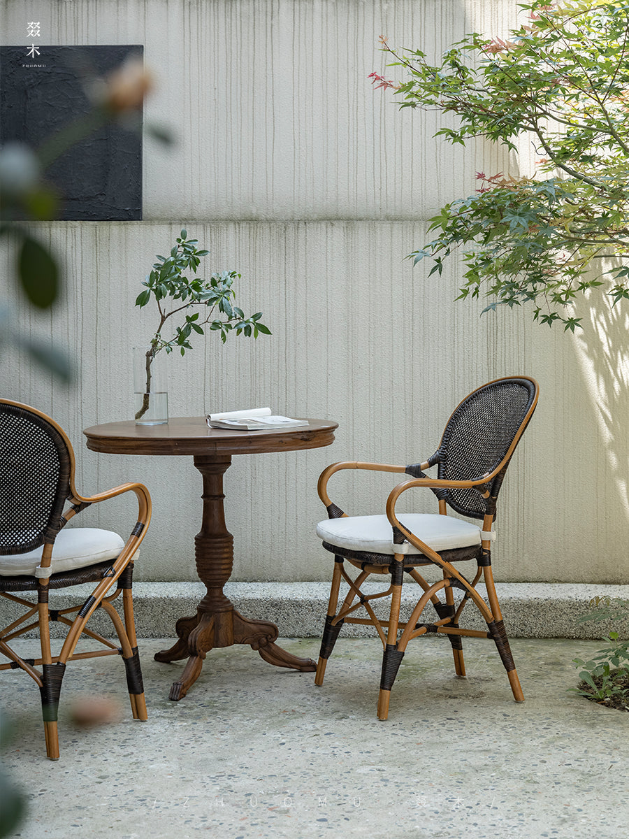 rattan armchair, banana fiber chair, rattan dining chair, handwoven rattan furniture, french café chair, natural rattan seat, bohemian dining furniture, tropical rattan armchair