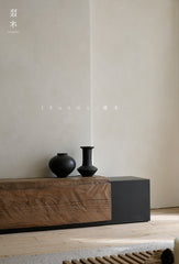 brutalist furniture, industrial wood console, low tv cabinet, japanese minimalist furniture, handcrafted media unit, reclaimed wood furniture, solid teak console, wabi sabi tv stand, modern industrial furniture