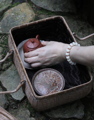 bamboo tea chest, portable tea box, outdoor tea storage, handwoven bamboo case, tea accessory organizer, bamboo picnic chest, oriental tea set box, handcrafted bamboo chest, Piexlculpt tea storage