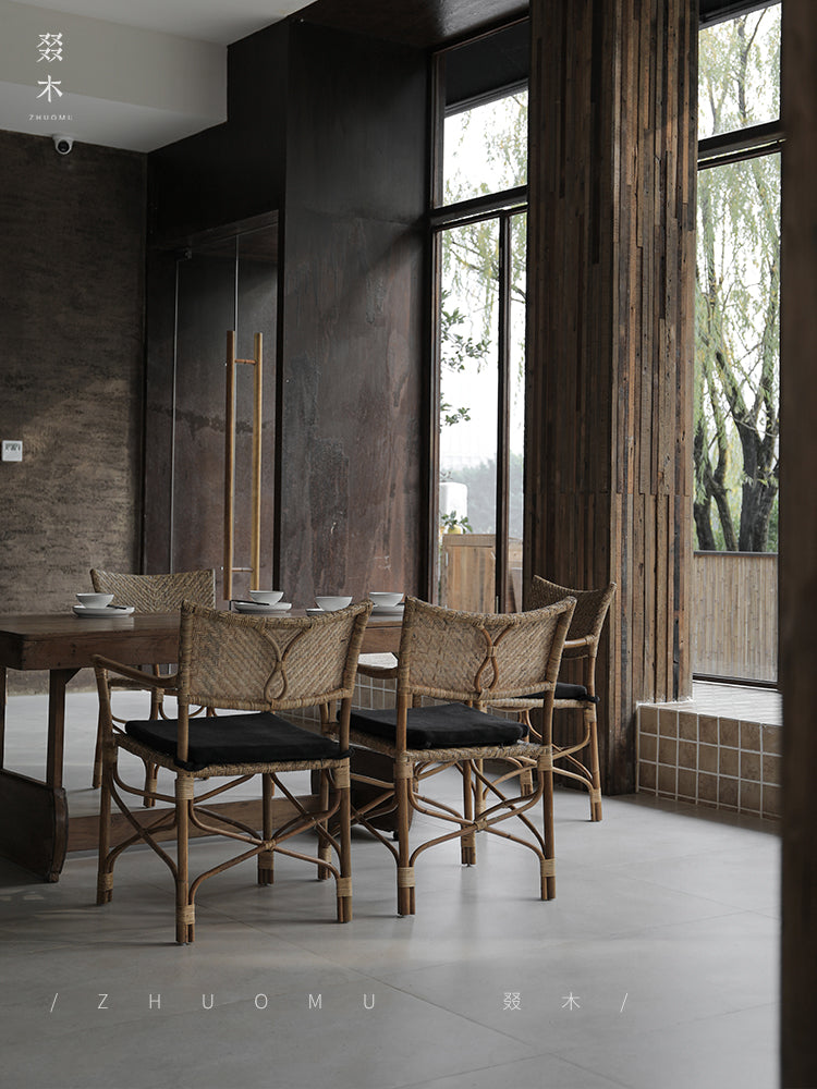 rattan dining chair, rattan armchair, tropical bistro chair, handwoven rattan furniture, natural rattan dining chair, bohemian furniture, rattan patio chair, tropical style chair