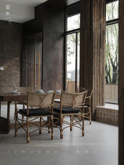 rattan dining chair, rattan armchair, tropical bistro chair, handwoven rattan furniture, natural rattan dining chair, bohemian furniture, rattan patio chair, tropical style chair