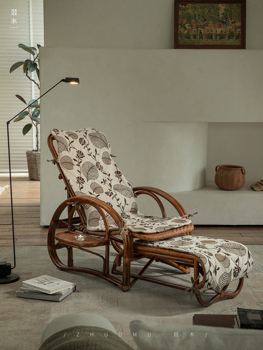 rattan recliner, rattan lounge chair, handwoven rattan furniture, vintage rattan chair, bamboo recliner, natural rattan seat, handcrafted rattan lounger, boho rattan furniture, southeast asian furniture