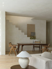 tomo dining table, solid wood dining table, japanese minimalist table, wabi sabi furniture, handcrafted wood table, zen furniture, piexlculpt studio, long oak table, rustic wooden dining table, modern japanese design