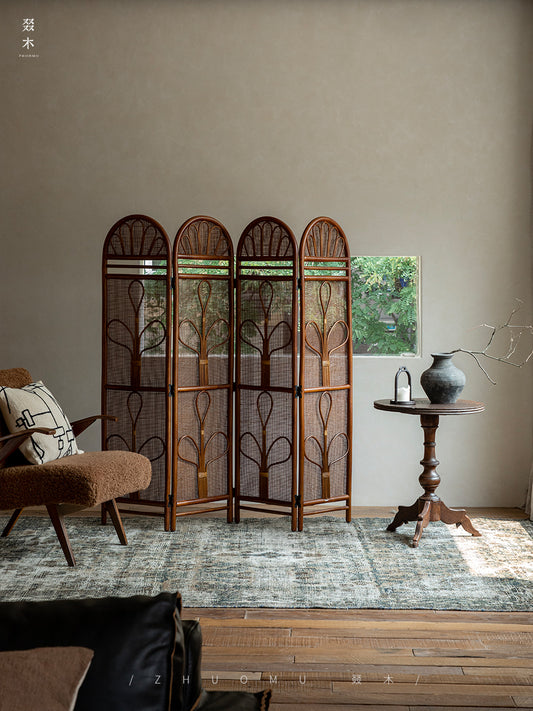 rattan folding screen, natural room divider, rattan privacy screen, handmade partition, woven home decor, rattan furniture, bohemian interior