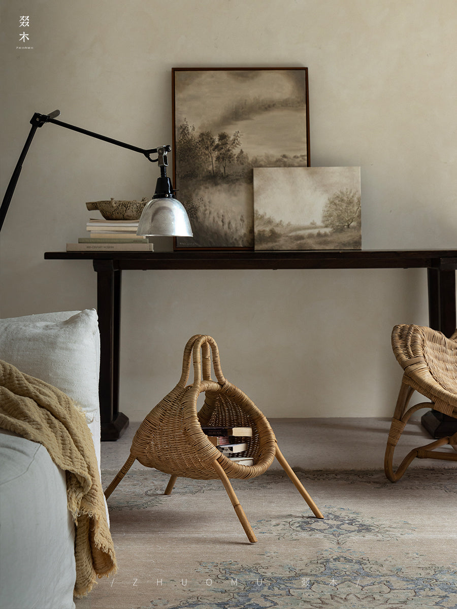 rattan magazine basket, rattan storage holder, handwoven organizer, natural rattan decor, rattan magazine rack, woven home accessories, handcrafted storage basket