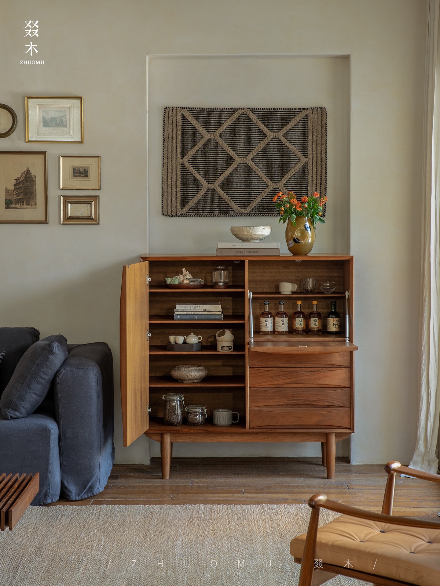 mid century tall cabinet, teak storage cabinet, danish modern furniture, solid teak credenza, handcrafted wood furniture, mcm storage unit, vertical teak cabinet, minimalist wood cabinet, solid wood furniture